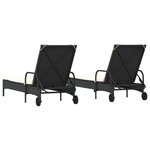 vidaXL Chaises longues avec coussins lot de 2 noir résine tressée