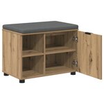 vidaXL Banc d'entrée avec coussin Uni Chêne artisanal 60 x 38 x 46 cm