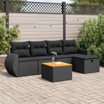 vidaXL Salon de jardin 6 Pièces avec coussins noir résine tressée