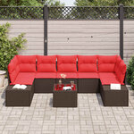 vidaXL Ensemble de canapé de jardin 8 Pièces Marron polyrotin