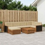 vidaXL Ensemble de canapés d'extérieur 7 Pièces Naturel et Beige