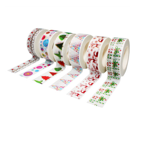 Ruban adhésif masking tape 1 5 cm noël 6 pièces