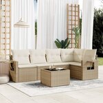 vidaXL Salon de jardin avec coussins 6 Pièces beige résine tressée
