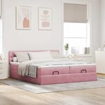 vidaXL Cadre de lit ottoman avec matelas rose 160x200 cm velours