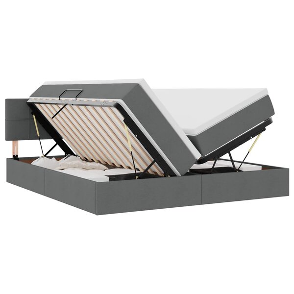 vidaXL Lit de Rangement Gris foncé 200 x 200 cm Cuir synthétique