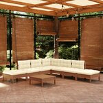 vidaXL Salon de jardin 8 Pièces avec coussins Marron miel Bois de pin