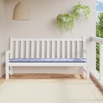 vidaXL Coussin de banc de jardin rayures bleues et blanches 200x50x3cm