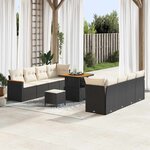 Ensemble de canapé de jardin vidaXL 11 pièces noir poly rotin