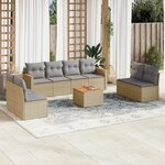 vidaXL Salon de jardin avec coussins 9Pièces mélange beige résine tressée