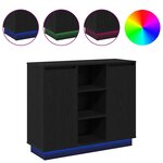 vidaXL Buffet LED Chêne noir 90 x 32 x 75 cm Bois d'ingénierie