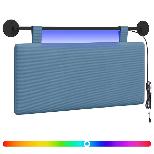 vidaXL Tête de lit suspendue Bleu Tissu en velours côtelé