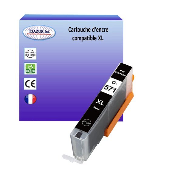 Cartouche compatible avec Canon Pixma MG6852, MG6853, MG7750, MG7751, MG7752, MG7753 remplace Canon CLI571 XL Photo Noire - T3AZUR
