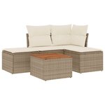 vidaXL Salon de jardin avec coussins 5 Pièces beige résine tressée
