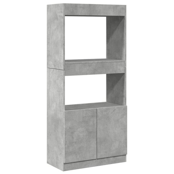 vidaXL Buffet haut gris béton 63x33x140 cm bois d'ingénierie