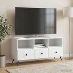 vidaXL Meuble TV Blanc 102 x 34 5 x 50 cm Bois d'ingénierie