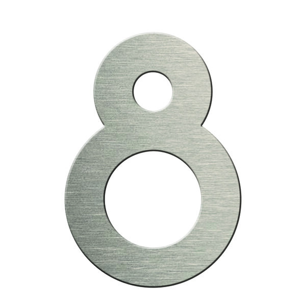 Numéro 8-Numéro adhésif pour boîtes aux lettres - Vinyle épais texturé, hauteur 50 mm - Inox Brossé