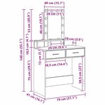 vidaXL Table de Toilette Noir 79 x 41 x 140 cm Bois d'ingénierie