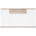 Buffet bas classique blanc et chêne mat - 160 cm
