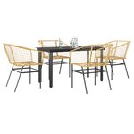 vidaXL Ensemble à manger jardin 5Pièces marron poly rotin verre