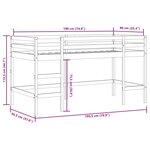 vidaXL Lit mezzanine enfants et tunnel blanc/noir 90x190 cm pin massif