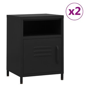 vidaXL Tables de chevet 2 Pièces Noir 35x35x51 cm Acier