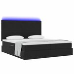 vidaXL Lit de rangement LED avec matelas Noir 200 x 200 cm Velours