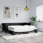vidaXL Lit de jour avec lit gigogne noir 90x200 cm similicuir