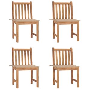 vidaXL Chaises de jardin lot de 4 avec coussins Bois de teck massif