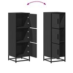 vidaXL Buffet haut noir 35 5x35x106 5 cm bois d'ingénierie et métal
