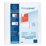 Classeur Personnalisable Rigide 2 Poches Kreacover - 4 Anneaux En D 40mm - A4 Maxi - Blanc - X 10 - Exacompta