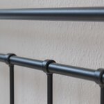 Design metal lit double 140 x 200 cadre de lit lattes bois neuf noir brun