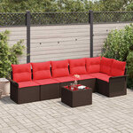vidaXL Ensemble de canapé de jardin 7 Pièces Marron Poly rotin