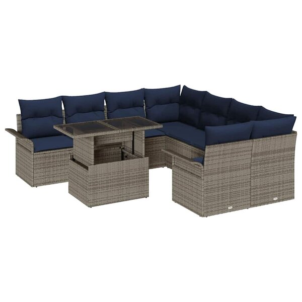 vidaXL Ensemble de canapé de jardin 9 pc Gris