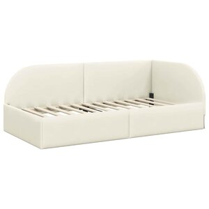 vidaXL Cadre de lit d'angle avec tête de lit Crème 90 x 200 cm Velours