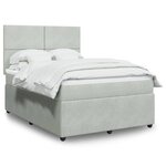 vidaXL Sommier à lattes de lit et matelas Gris clair 140x190cm Velours