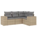 vidaXL Salon de jardin avec coussins 4 Pièces beige résine tressée