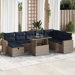 vidaXL Salon de jardin avec coussins 9Pièces marron résine tressée acacia