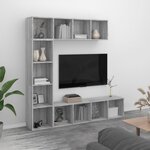 vidaXL Ensemble bibliothèque/meuble TV 3 Pièces Sonoma gris 180x30x180 cm