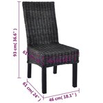 vidaXL Chaises à manger lot de 6 noir rotin Kubu et bois de manguier