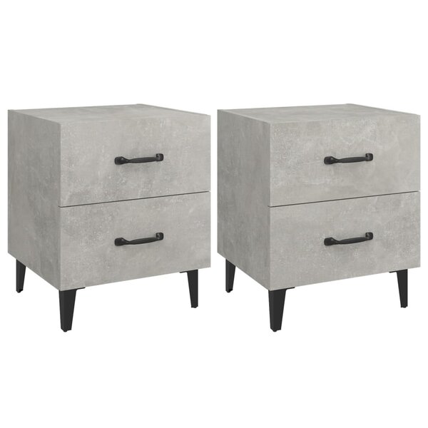vidaXL Tables de chevet 2 Pièces Gris béton 40x35x47 5 cm