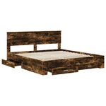 vidaXL Cadre de lit Chêne fumé 200 x 200 cm Bois d'ingénierie
