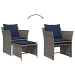 vidaXL Chaise de jardin avec tabouret gris résine tressée