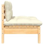 vidaXL Salon de jardin 3 Pièces avec coussins crème Bois de pin massif