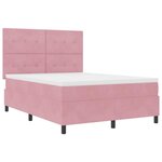 vidaXL Lit à ressort LED avec matelas Rose 140 x 200 cm tissu
