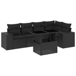 vidaXL Salon de jardin 6 Pièces avec coussins noir résine tressée