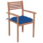 vidaXL Chaises de jardin lot de 2 et coussins bleu Bois de teck massif
