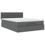 vidaXL Lit ottoman avec matelas et LED gris foncé 140x190 cm tissu