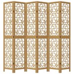 vidaXL Cloison de séparation 6 panneaux marron bois paulownia massif