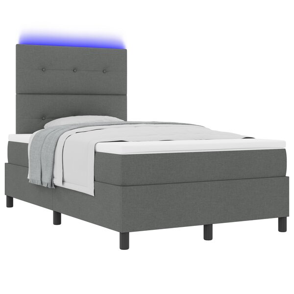 vidaXL Lit à Sommier avec Matelas et LED Gris Foncé 120x190 cm en Tissu