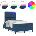 vidaXL Lit ressort avec matelas et lumières LED bleues  120 x 200 cm en tissu
